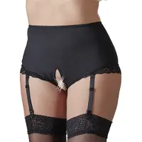 Cottelli Plus Size - Culotte ouverte avec porte-jarretelles (noir) - 3XL