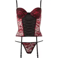 Cottelli collection - Corset et string rosé (rouge) - 80B/M