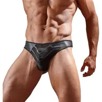 Huismerk - String pour homme brillant avec empiècement transparent (noir)