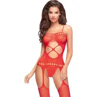 Penthouse Hot Nightfall - ensemble résille ondulé ouvert - rouge
