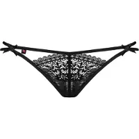 Obsessive Intensa - string femme dentelle à doubles lanières - noir - L/XL
