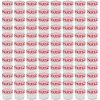vidaXL Pots à confiture Couvercles blanc et rouge 96 pcs Verre 110 ml