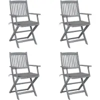 vidaXL Chaises de jardin pliantes 4 pièces avec coussin en bois massif d'acacia