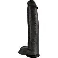 King Cock 15 - gode ventouse avec testicules (38 cm, noir)