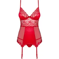 Obsessive Lovica - haut jarretelles en dentelle et string (rouge)