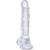 King Cock - gode ventouse réaliste avec testicules - transparent 20cm