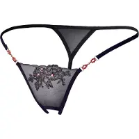 Cottelli collection String sans entrejambe avec strass rouges - Noir - L/XL
