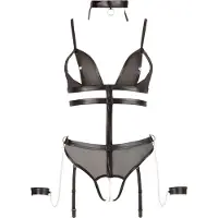 Cottelli collection Bondage - body ouvert à sangles et chaînes - noir - L