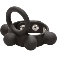 Calexotics Écarteur de Testicules avec des Poids et un Anneau Masculin - Noir - L