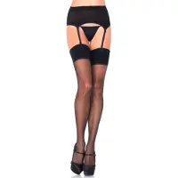 Leg avenue Bas avec Porte-Jarretelles - Noir - One Size