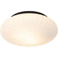 QAZQA Plafonnier classique noir avec verre opale 35 cm IP44 - Nohmi
