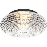 QAZQA Plafonnier classique noir avec verre fumé 35 cm IP44 - Nohmi