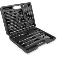 Vonroc Coffret de forets et burins SDS-Plus - 17 pièces - Universel - Coffret comprenant forets, burins à pointe et burins plats