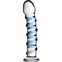 Icicles No. 5 - godemichet en verre spirale - transparent bleu