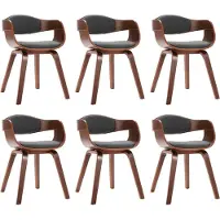 vidaXL Chaises de salle à manger 6 pcs. Bois courbé et tissu Gris