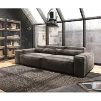 DELIFE Grand Canapé Sirpio XL 270x130 cm Microfibre Marron Kaki avec Tabouret