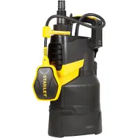 Stanley Pompe submersible Stanley, eaux usées, 750 W, plastique, avec interrupteur à flotteur, aspiration plate, 13500 l/h, IPX8, câble de 10 m
