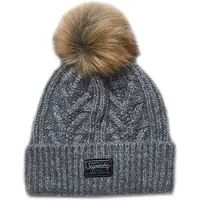 Superdry Femme Bonnet En Maille Torsadée Lux, Gris Foncé