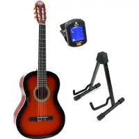 Lapaz 002 SB guitare classique format 4/4 Sunburst + stand + accordeur