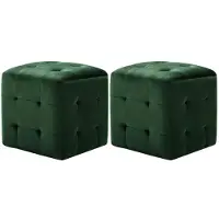 vidaXL 2 pcs Tables de chevet Vert 30x30x30 cm Tissu velours
