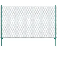 vidaXL Clôture grillagée avec poteaux acier 25 x 2 m vert