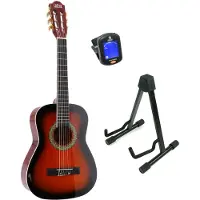 Lapaz 002 SB guitare classique taille 1/2 Sunburst avec stand et accordeur