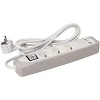 Perel Prise 3 Voies Avec Interrupteur - 2 Ports Usb - Câble 1,5 M - Gris/Blanc - Schuko