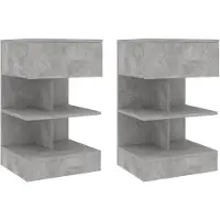 vidaXL Tables de chevet 2 pcs Gris béton 40x35x65 cm