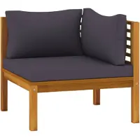 vidaXL Canapé d'angle modulaire avec coussins gris foncé en bois massif d'acacia