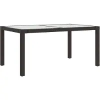 vidaXL Table de jardin 150x90x75 cm Verre trempé Poly rotin brun