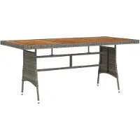 vidaXL Table de jardin Gris 160x70x72 cm Poly rotin & bois massif Acacia