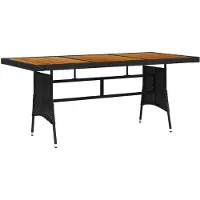 vidaXL Table de jardin noire 160x70x72cm Poly rotin & bois massif acacia