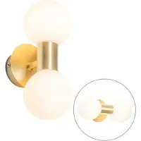 QAZQA Applique murale moderne dorée IP44 2 lumières - Cederic