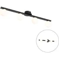 QAZQA Plafonnier moderne noir IP44 4 lumières - Cederic