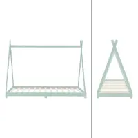 ML-Design Lit Enfant Maison 90x200 Cm Menthe Bois Lit Sommier À Lattes Tipi Lit Maison