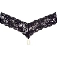Cottelli - string perlé double - dentelle noire - M