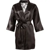 Cottelli collection - peignoir court satin dentelle - noir - L/XL