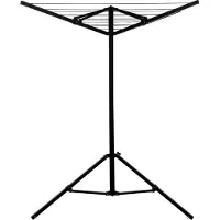 Travellife Camping Séchoir à linge pliable 2,85 kg, longueur de corde de 15 m, 4 piquets, à quatre bras, noir, séchoir à linge, corde à linge, séchoir