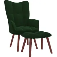vidaXL Fauteuil relax avec pouf vert foncé velours