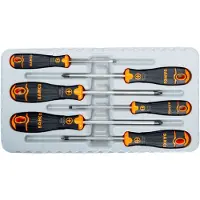 Bahco Set Of 6 Phillips And Pozidrivfit Slotted Screwdrivers With Rubber Grip Argenté
