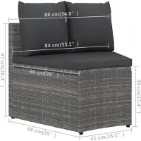vidaXL Ensemble de 9 canapés de jardin avec coussins Poly Rattan Gris