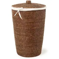 DECOR WALTHER Panier Decor Walther Basket avec Sac à Linge Rond Rotin Foncé