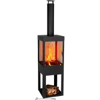 Bbq collection Cheminée de jardin - Cheminée de terrasse 194cm - Cheminée d'extérieur avec cheminée - Acier - Noir