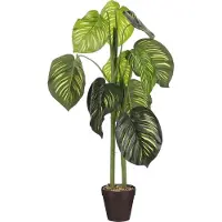Mica Decorations Plante Artificielle Caladium en Pot de Fleur - H100 x Ø50 cm - Vert