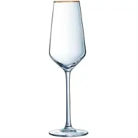 Fun Cristal d'Arques Verre à champagne Ultime 21 cl transparent avec bord doré 4 pièces