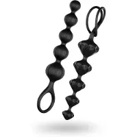 Satisfyer Love Beads - set de plugs anaux perlés - silicone noir