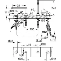 GROHE Plus Combinaison de baignoire 4 trous à une main