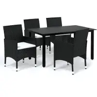vidaXL 5-tlg. Groupe de jardinage avec baisers Poly Rattan Schwarz