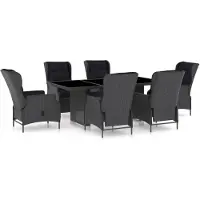 vidaXL Ensemble de jardin 7 pièces avec coussins Poly rotin gris foncé