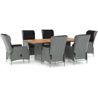 vidaXL Ensemble de jardin 7 pièces avec coussins Poly rotin gris clair